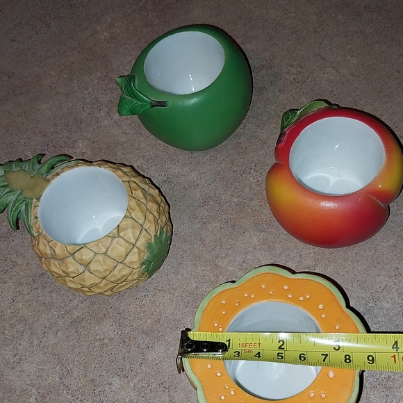 Party Light Ceramic Tealight candle holders peach, pineapple, cantaloupe & Apple - Picture 2 of 12